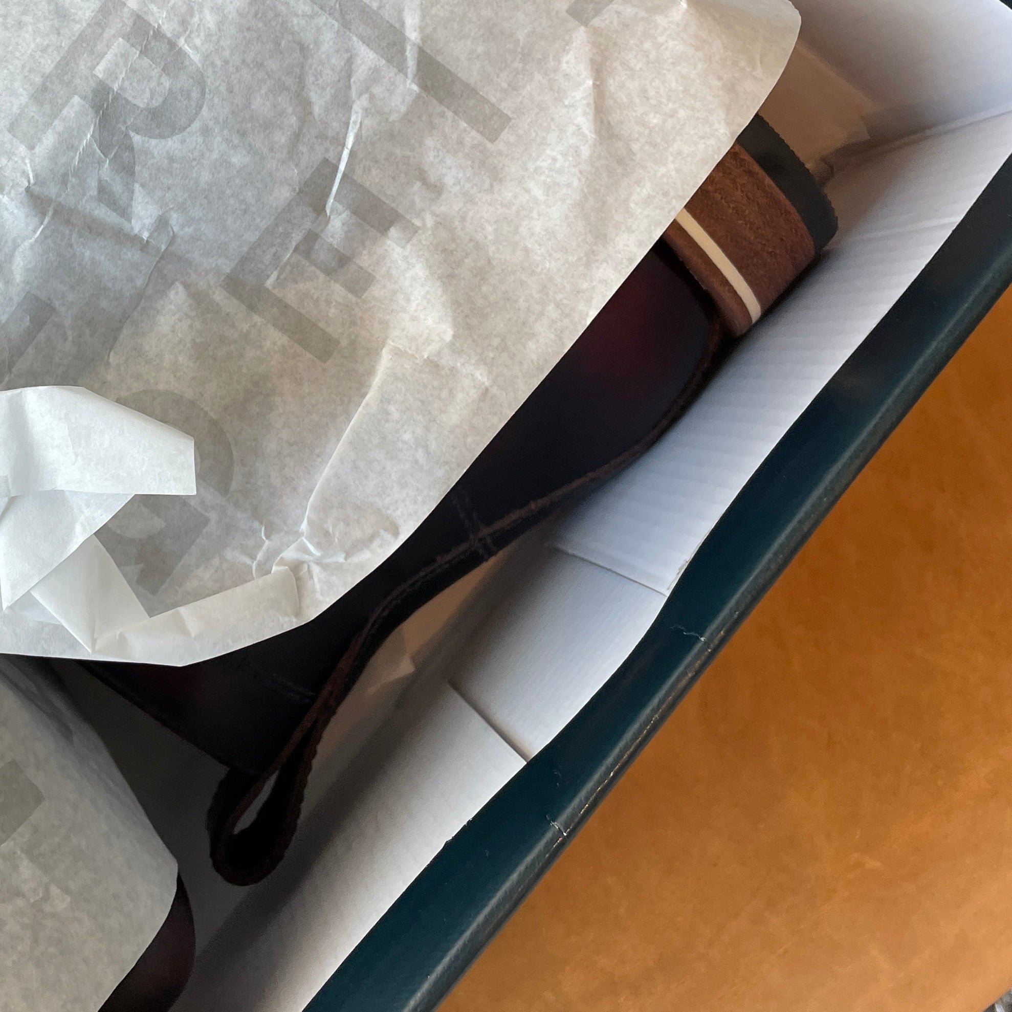 Shoes in a box.