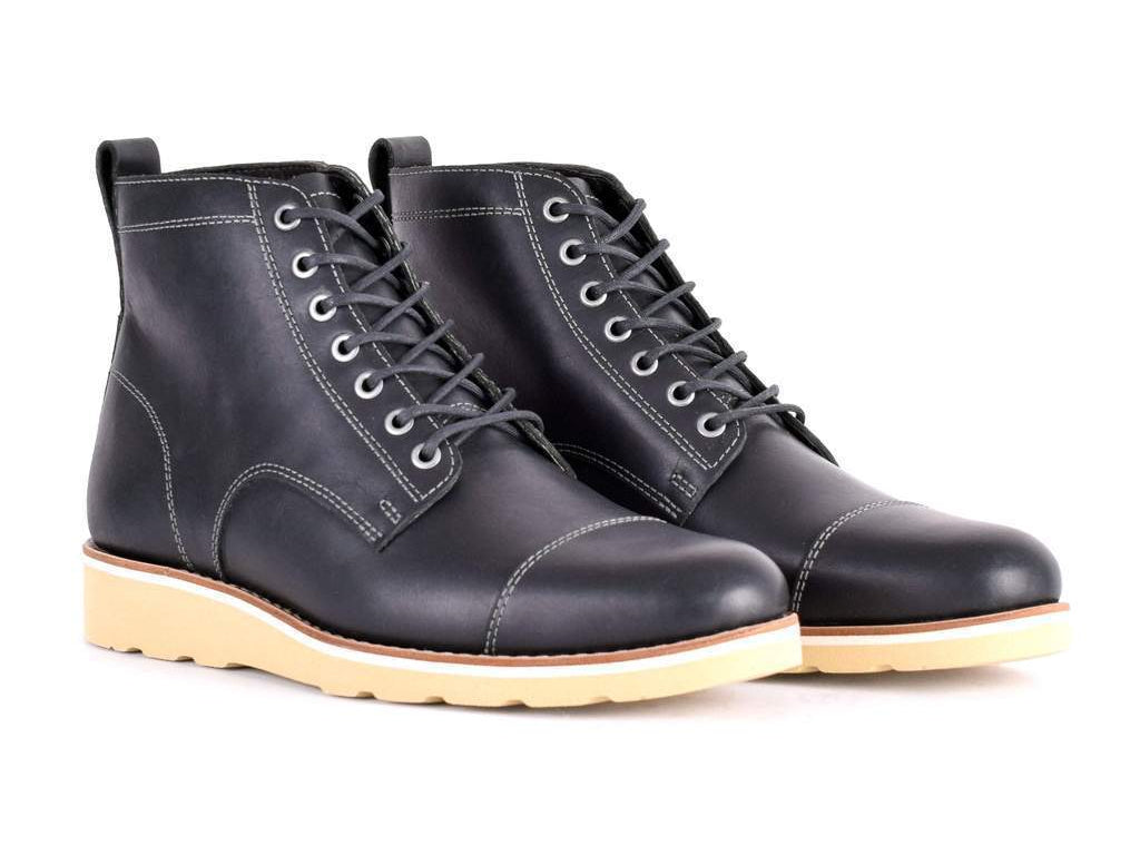 Men's Black Leather Winter Boots